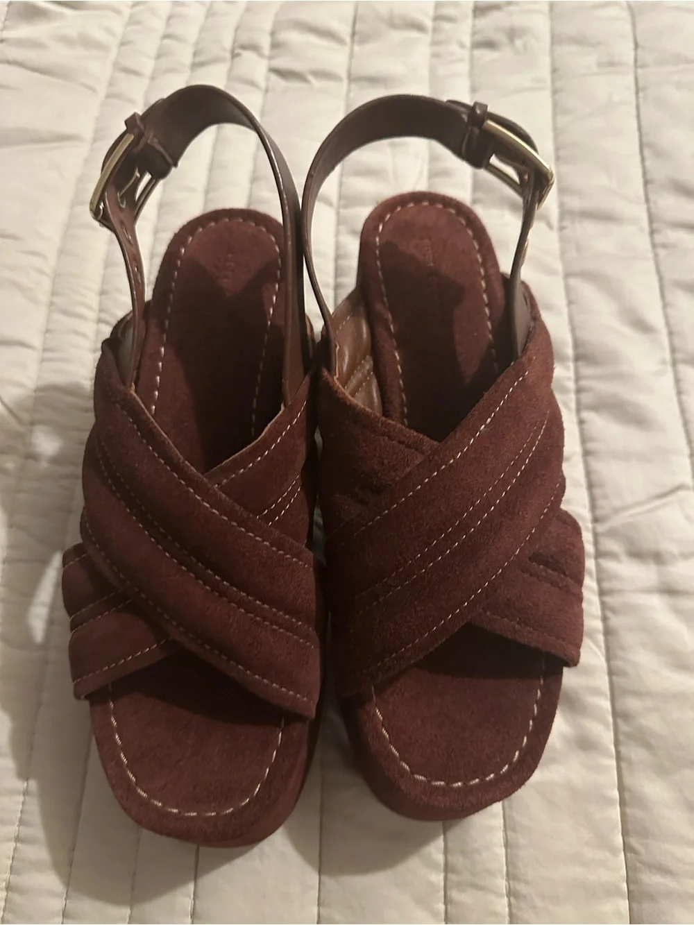 Free People Beach Party Platform Sandals in Cathay Spice Suede